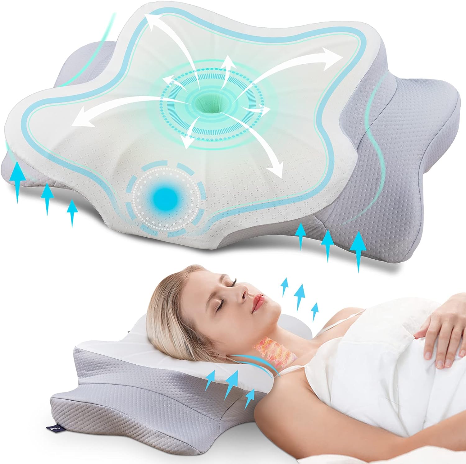 DONAMA Cervical Pillow for Neck Pain Relief,Contour Memory Foam Pillow,Ergonomic...