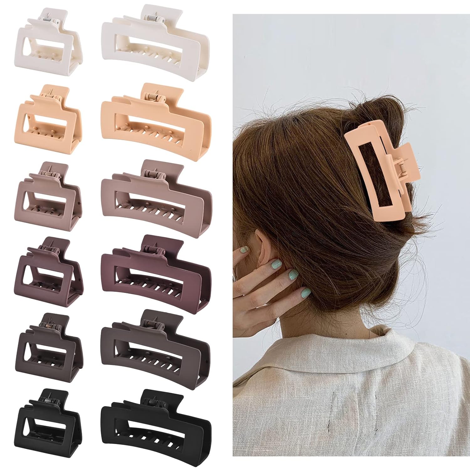 12 Pcs Rectangle Clips, Accessories for Women and...