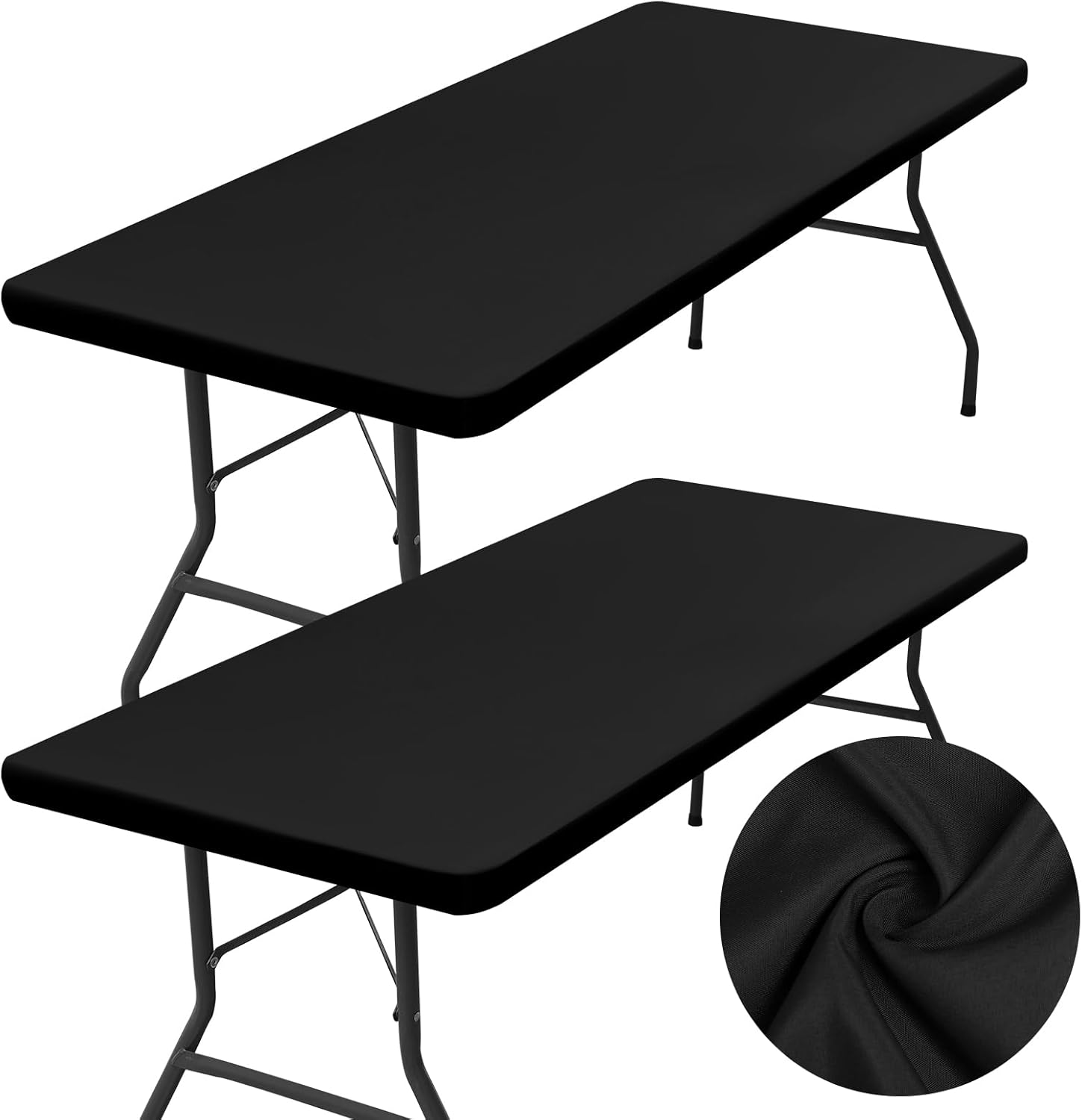 homing 2 Pack Rectangle Table Cloth, Elastic Fitted Fabric Tablecloth Fits for 6...