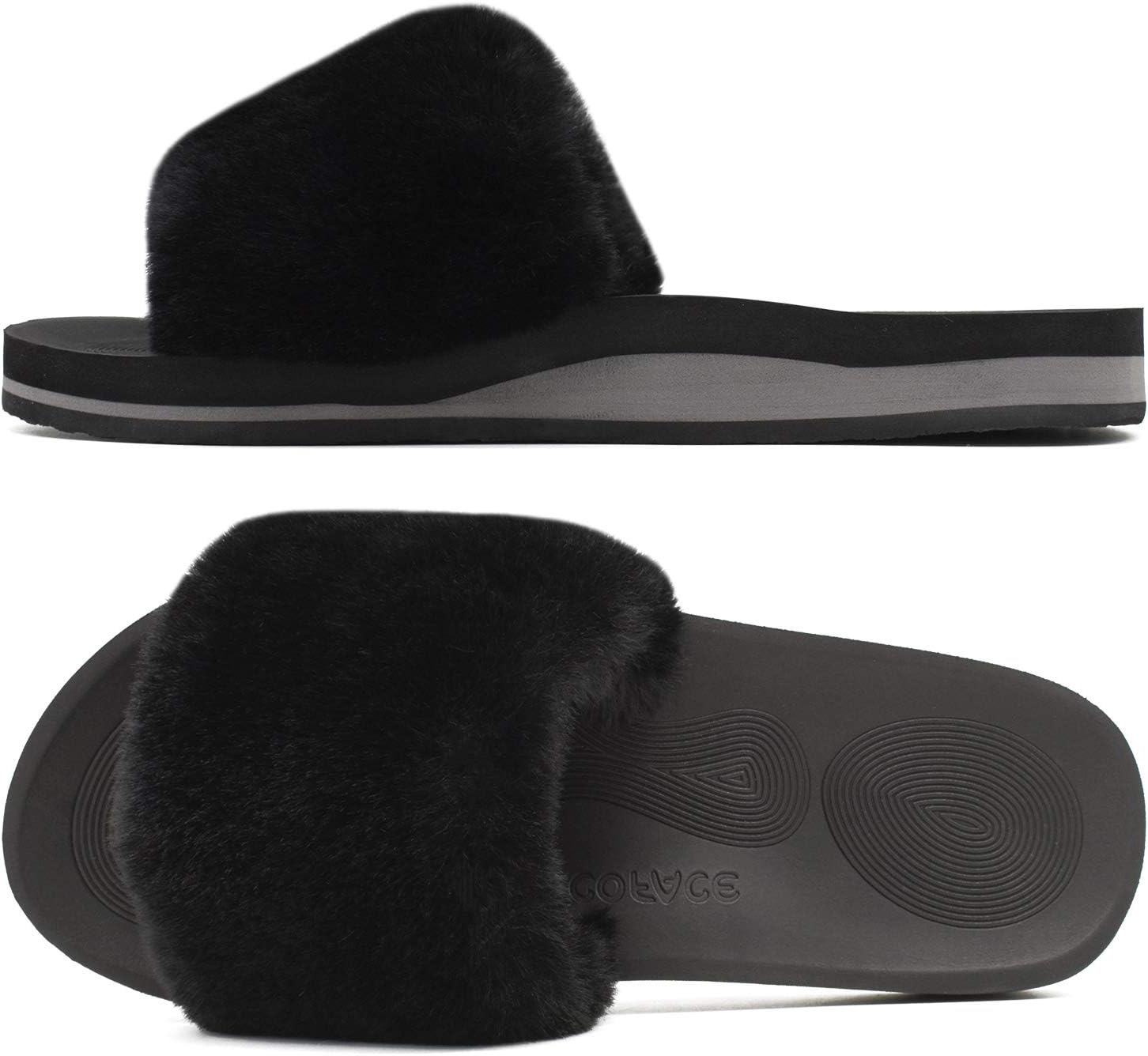 COFACE Womens Sliders, Special Plush House Slippers Flat Sandals, Innovative Mem...