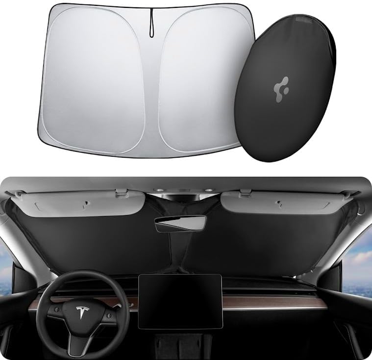Spigen Triple-Coated CryoShade Front Windshield Sunshade (Reinforced Velcro Stra...