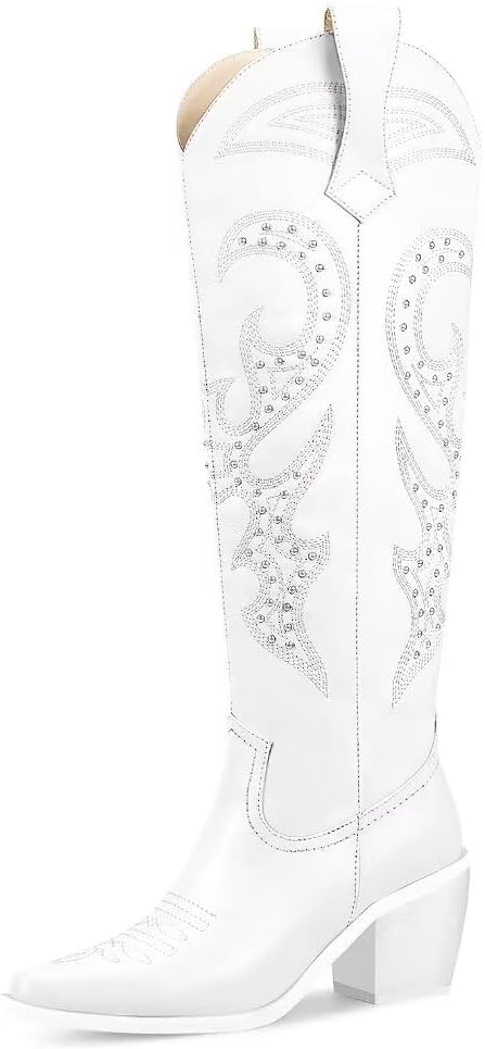 Wetkiss Cowboy Boots for Women, Special Knee High Cowgirl Boots with Rhinestone,...