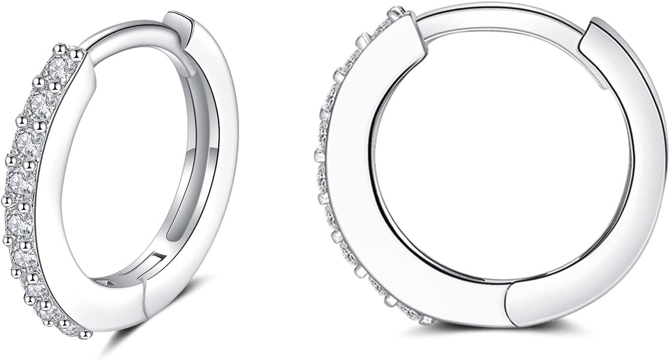 Silver Earrings for Women, S925 Sterling Silver Tiny Hoop Earrings | Small Helix...