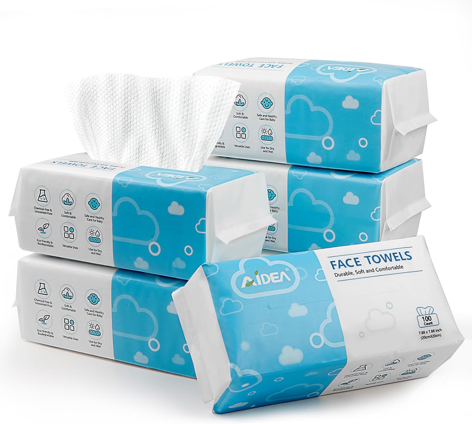 AIDEA Disposable Face Towels-600Ct, Dry Makeup Remover Wipes, Clean Facial Wipes...