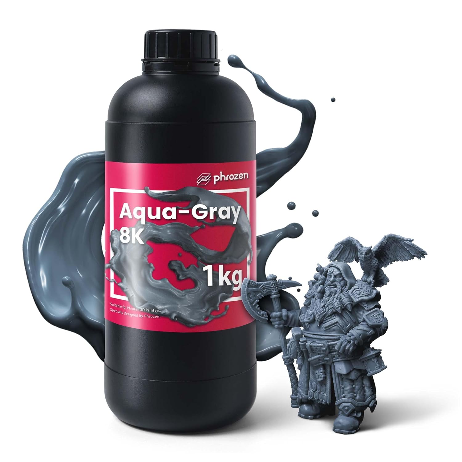 phrozen Aqua-Gray 8K 3D Printing Resin, Designed to Showcase Highly Detailed 3D...