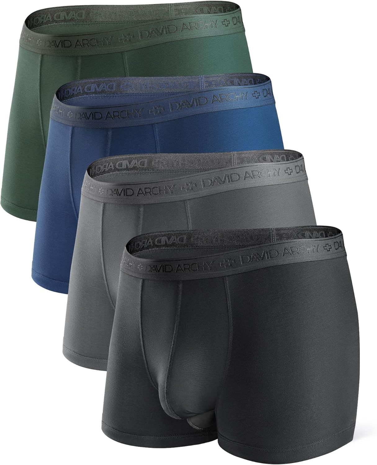 DAVID ARCHY Men's Underwear Micro Modal Dual Pouch Trunks Support Ball Pouch Bul...