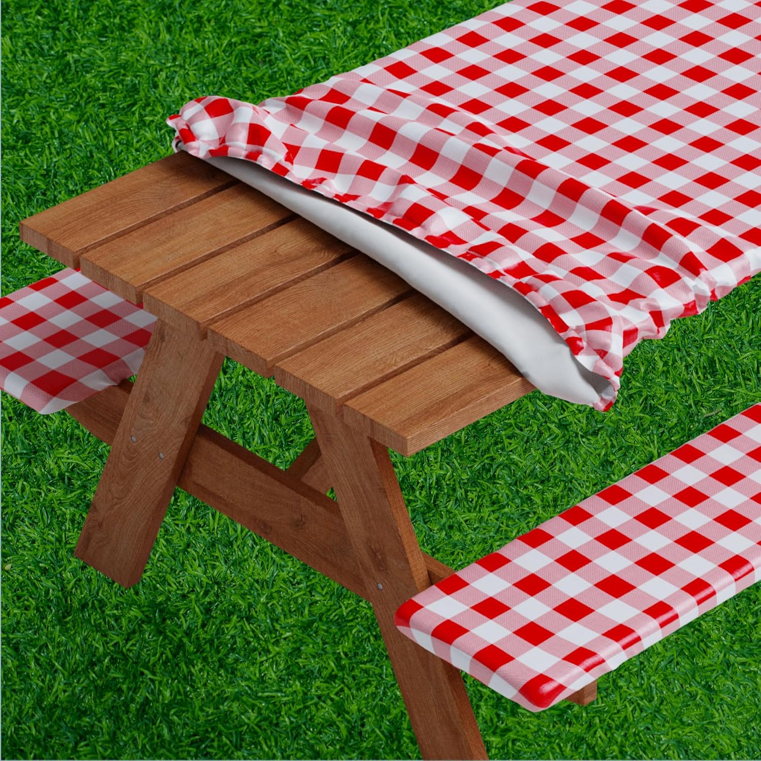 Sorfey Picnic Table Cover, Special Bench Covers Fitted with Elastic, Innovative...