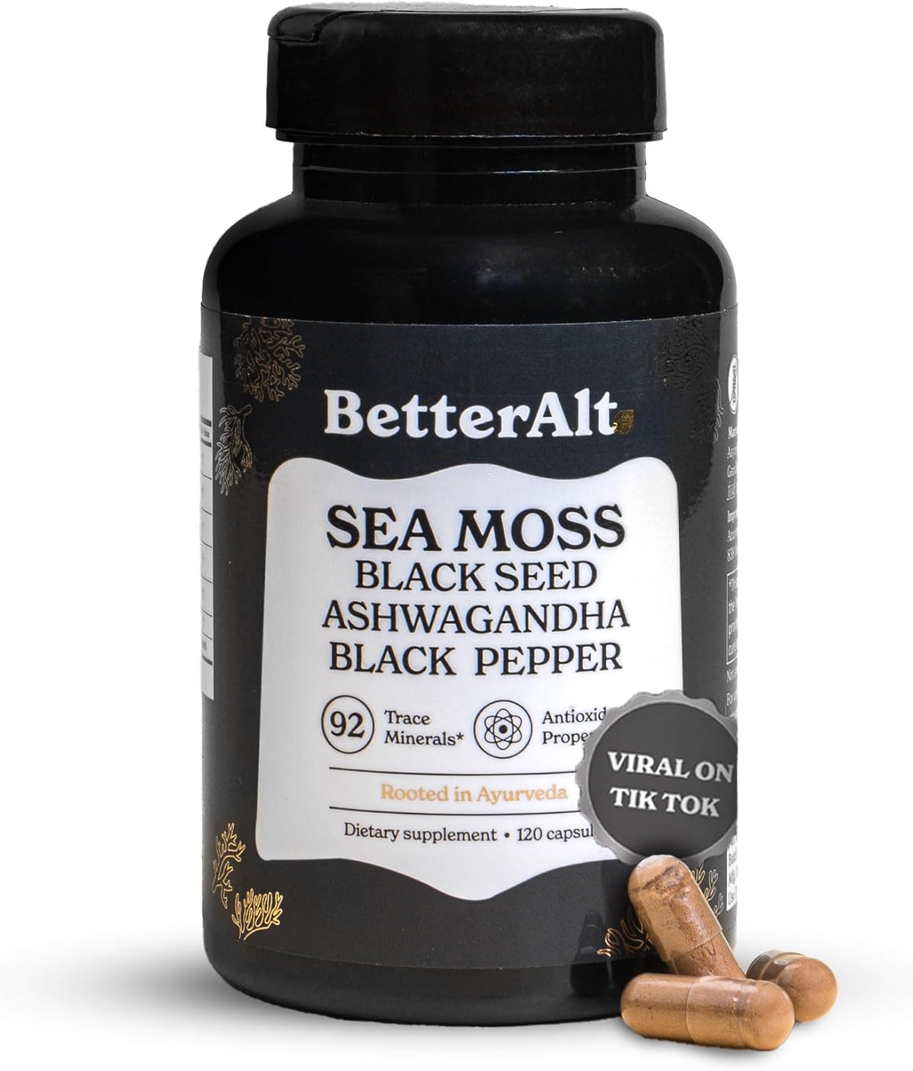 Sea Moss Capsules- Irish Sea Moss with Black Seed Oil, Ashwagandha & Black Peppe...