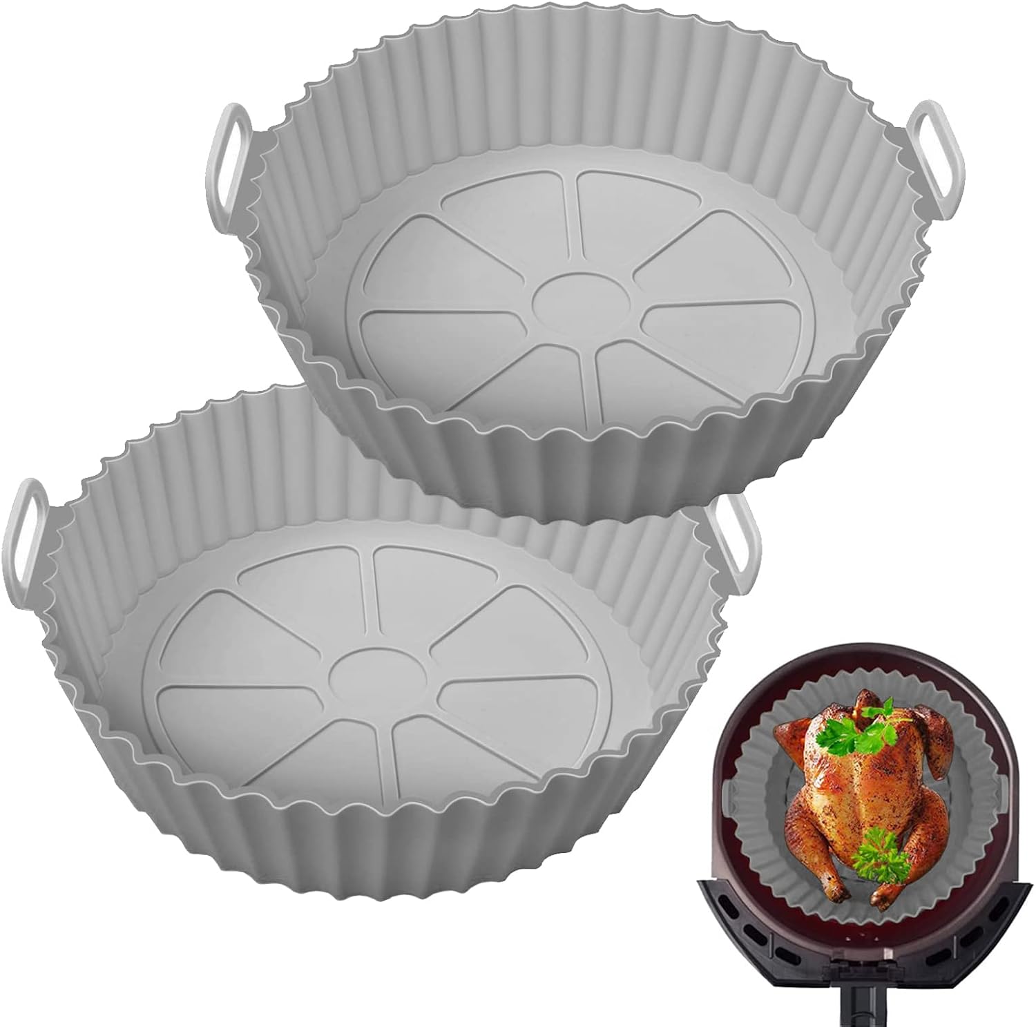 Air Fryer Silicone Liner, Special 2 Pack Reusable Silicone AirFryer Liners, Vers...