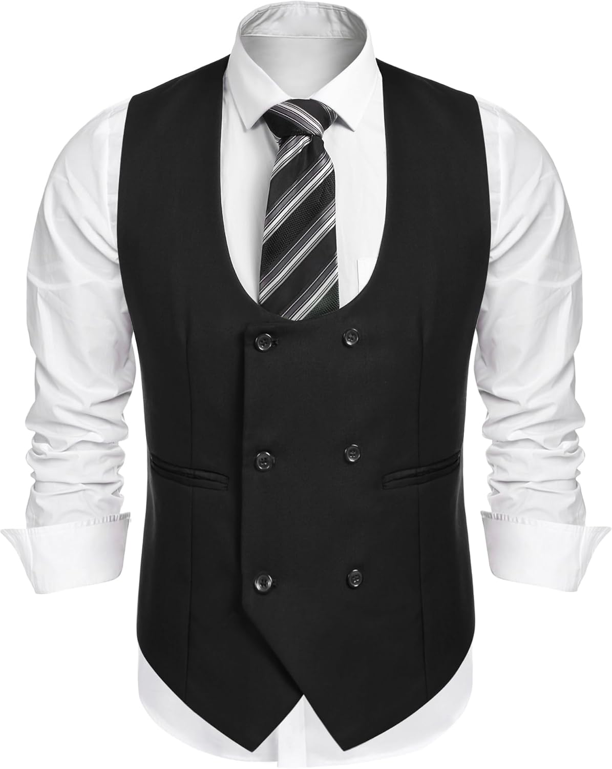 COOFANDY Men's Suit Vest Slim Fit Double Breasted Dress Vest Casual Business For...