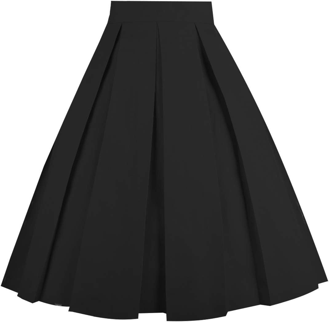 OBBUE Dresstore Vintage Skirt, Special Pleated A-line Skirt with Floral Print, U...