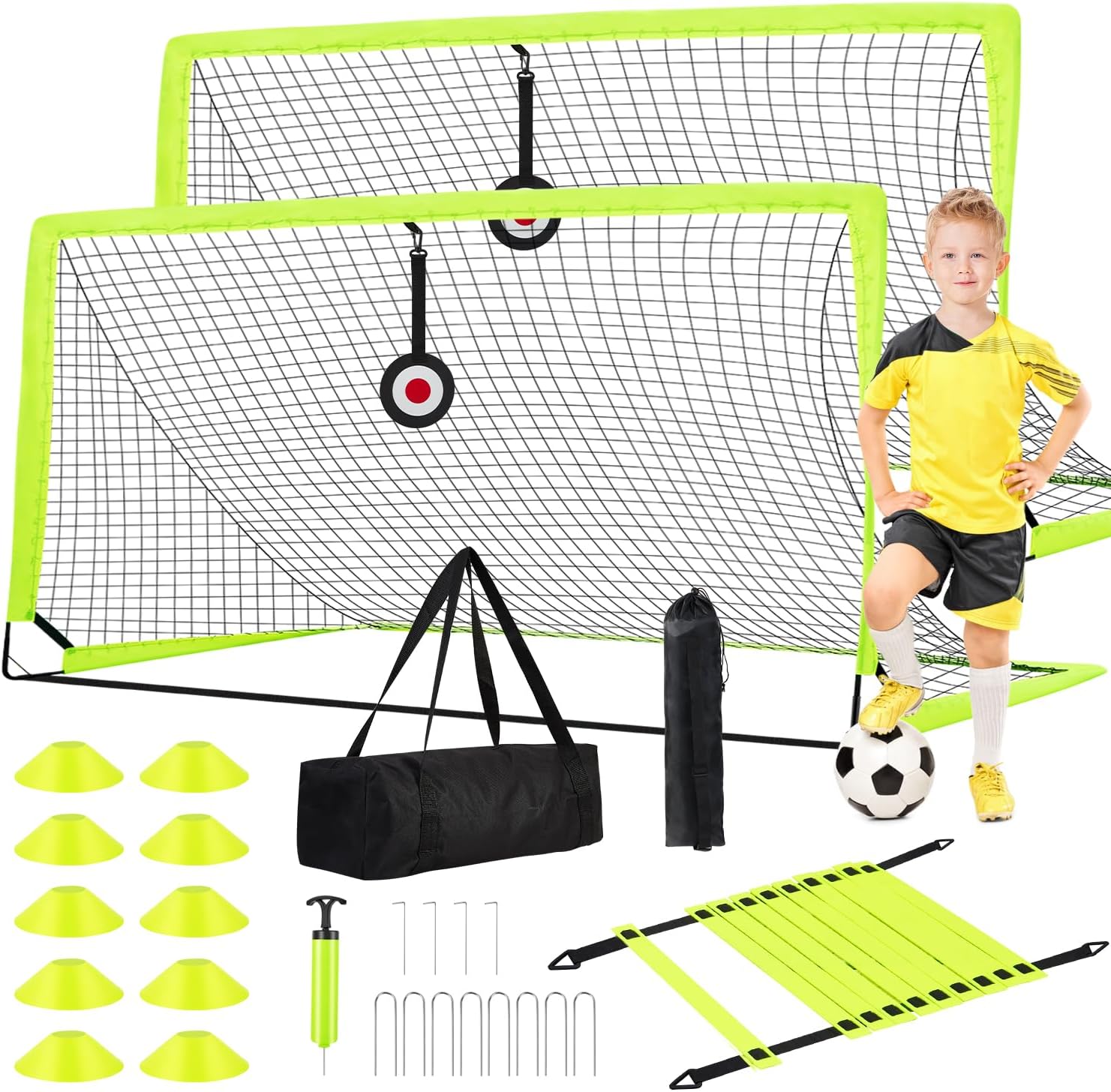 Soccer Goal - Set of 2 Soccer Nets, 6x4 ft Portable Pop Up Soccer Goals for Back...