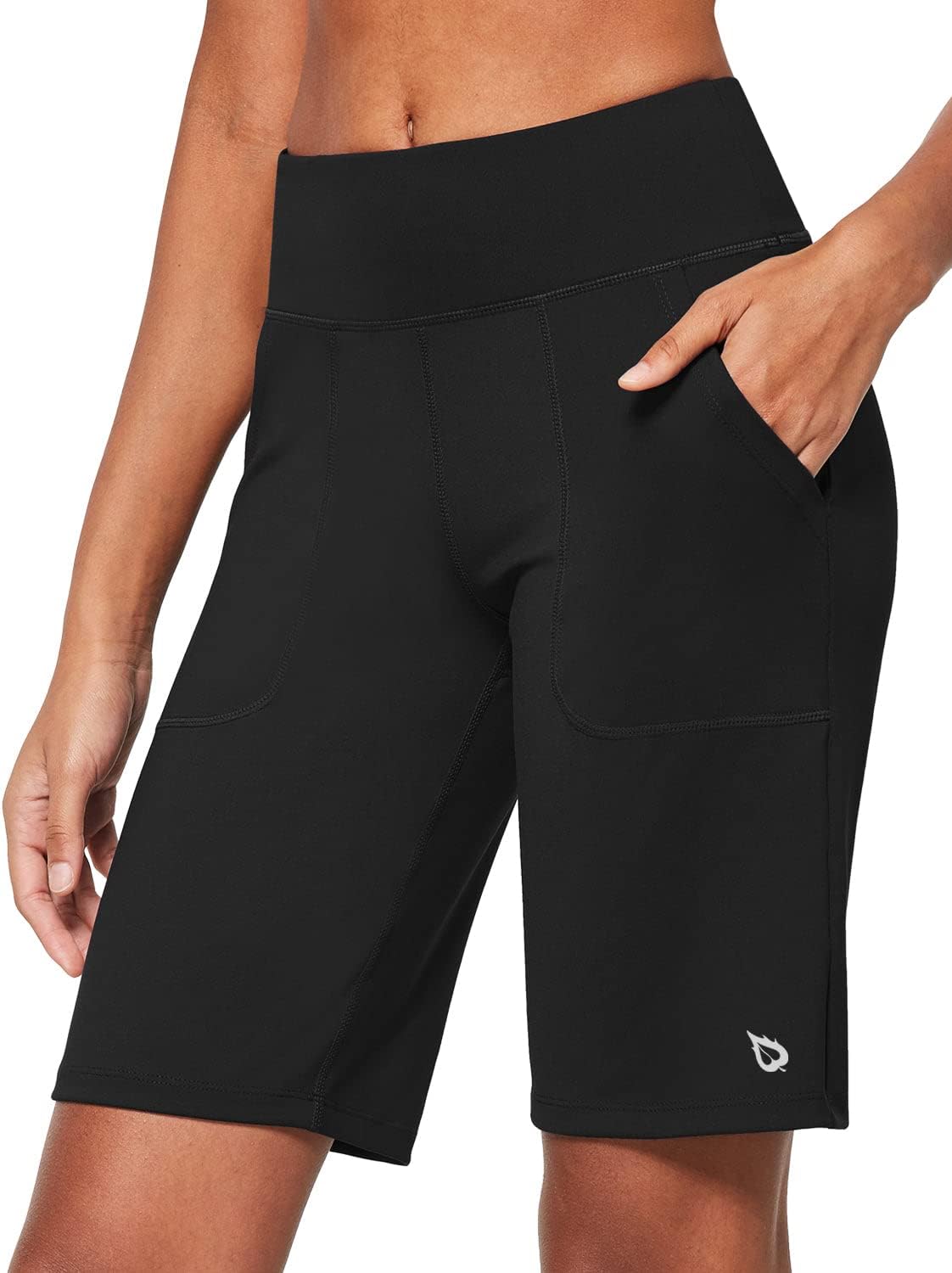 BALEAF Women's Bermuda Long Shorts Athletic High Waisted Shorts 10" Casual Summe...