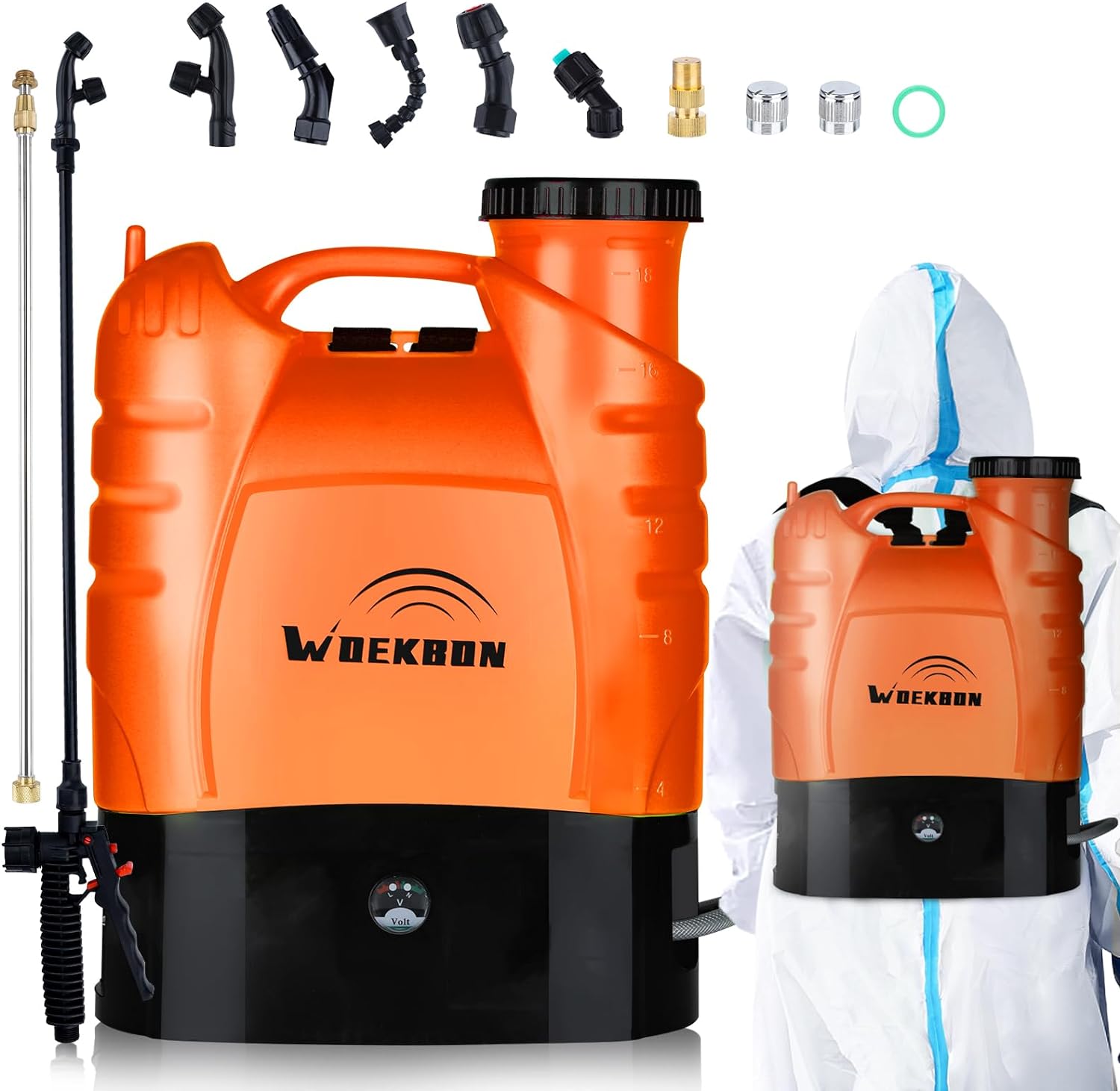 4 Gallon Battery Powered Backpack Sprayer Electric Garden Pump Sprayer with Lith...