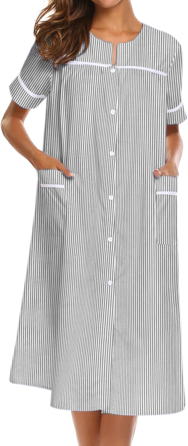 Ekouaer House Dress, Special House Dress for Women with Pockets, Unique Button D...