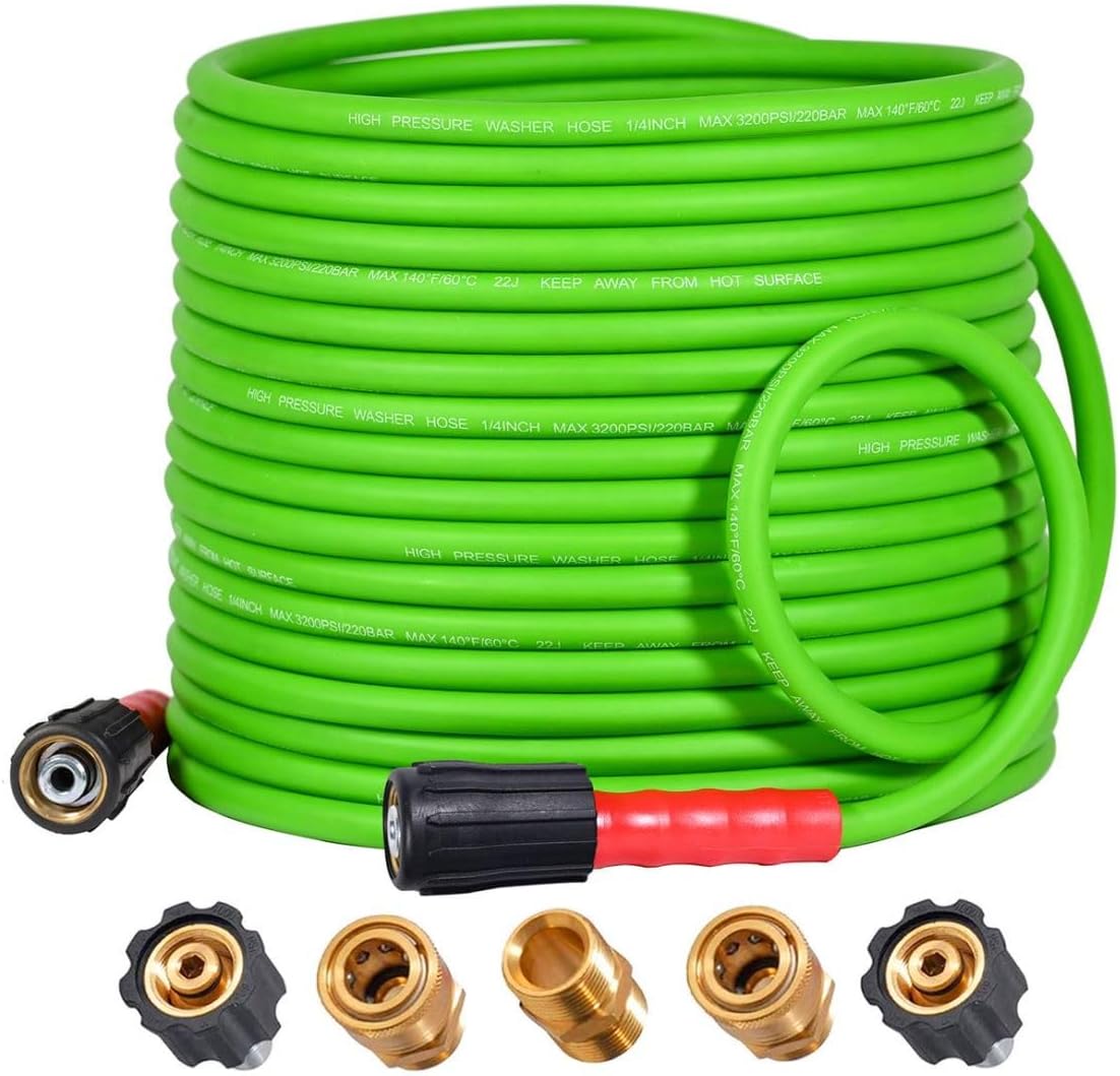 YAMATIC Super Flexible Pressure Washer Hose 50FT for Power Washer Replacement, K...