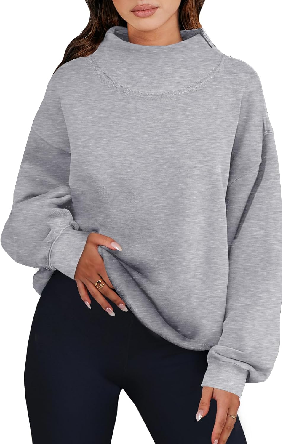High-Quality ANRABESS Womens Oversized Sweatshirts, Special Turtleneck Pullover,...
