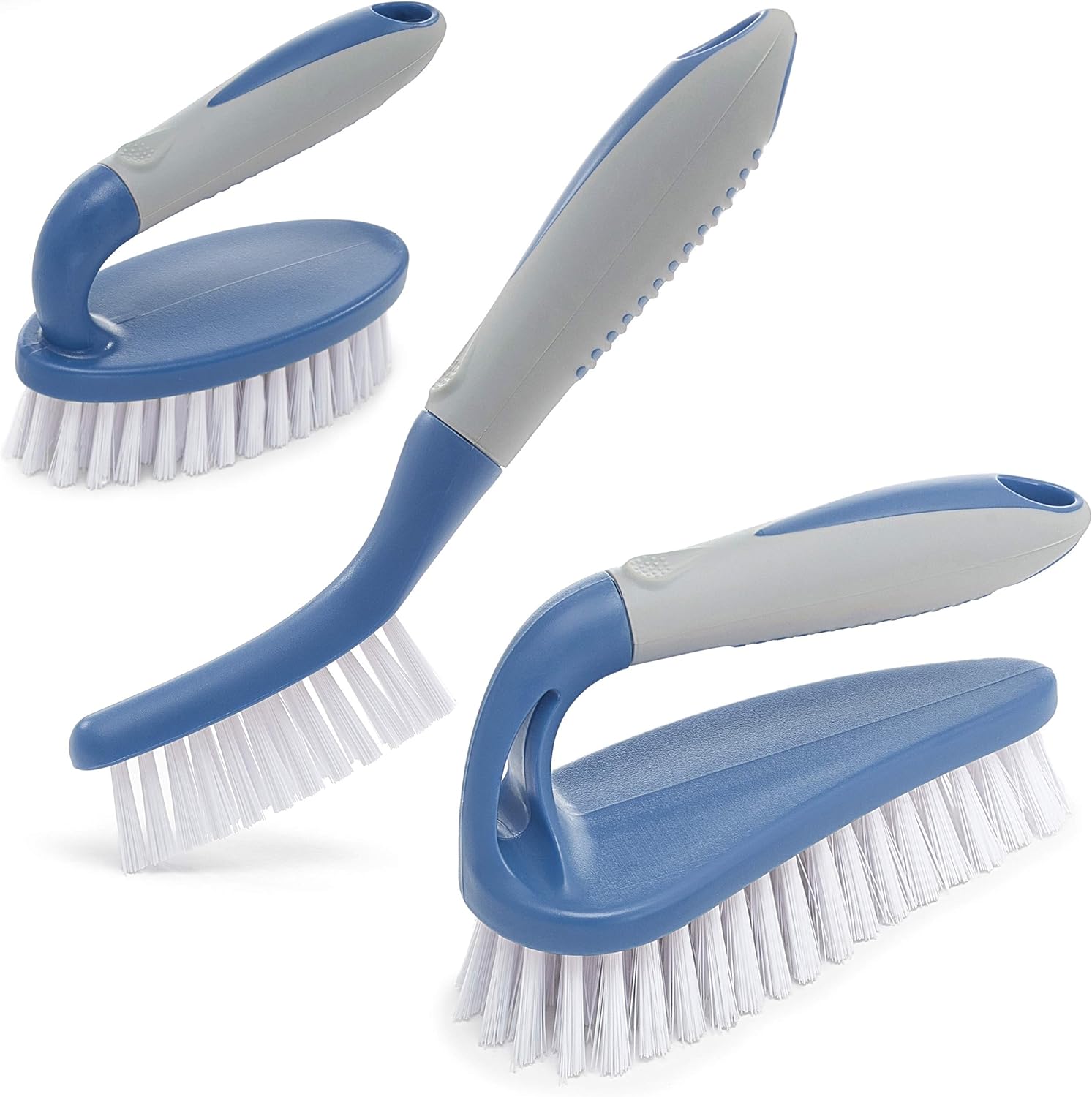 Trazon 3-Piece Scrub Brush Set - Blue, Durable Bristles, Ergonomic Handle, Ideal...