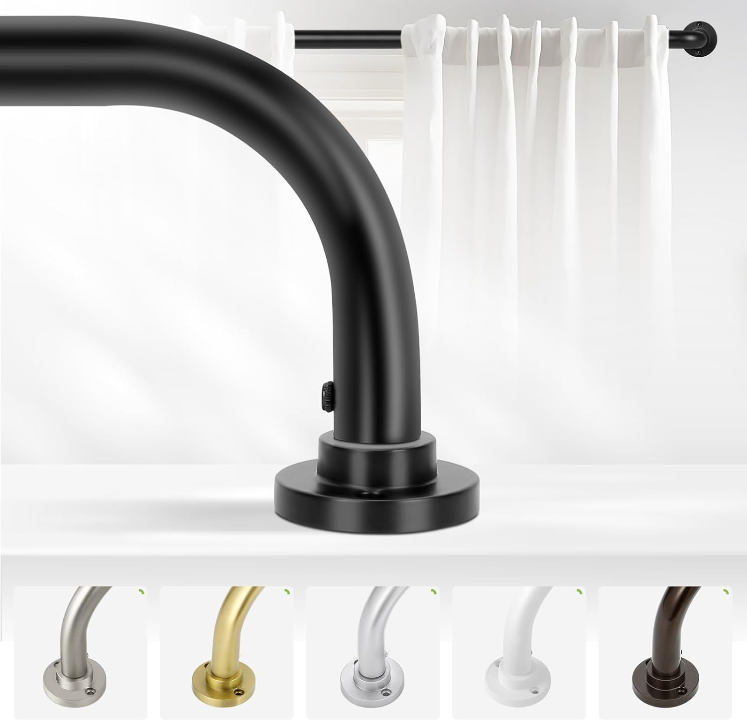 Black Wrap Around Curtain Rods, Special Heavy Duty Black Curtain Rods, Innovativ...