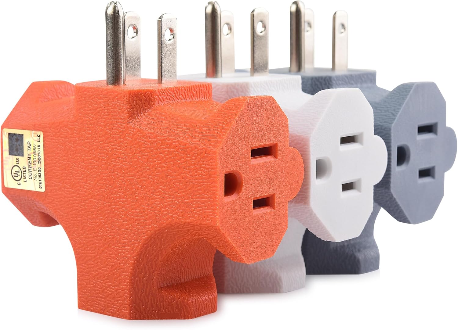 [UL Listed] Cable Matters 3-Pack 3 Way Plug Adapter 15A 1875W in Combo Colors (3...