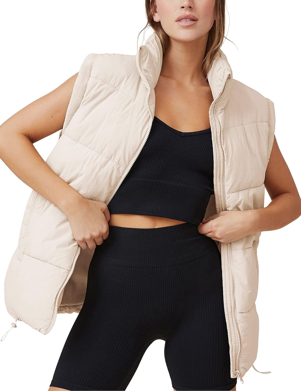 Athlisan Womens Zip Up Puffer Vest, Special Stand Collar Sleeveless Padded Jacke...