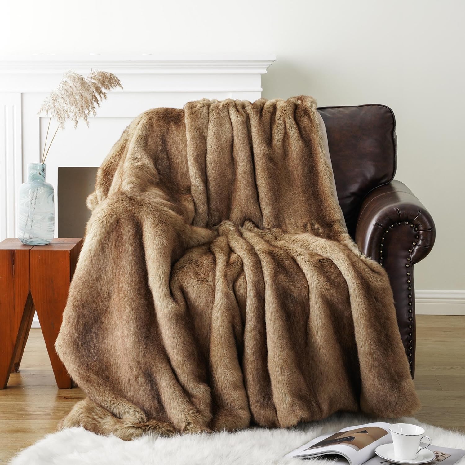 BATTILO HOME Faux Fur Throw Blanket, Special Luxury Fuzzy Blanket for 150x200cm...
