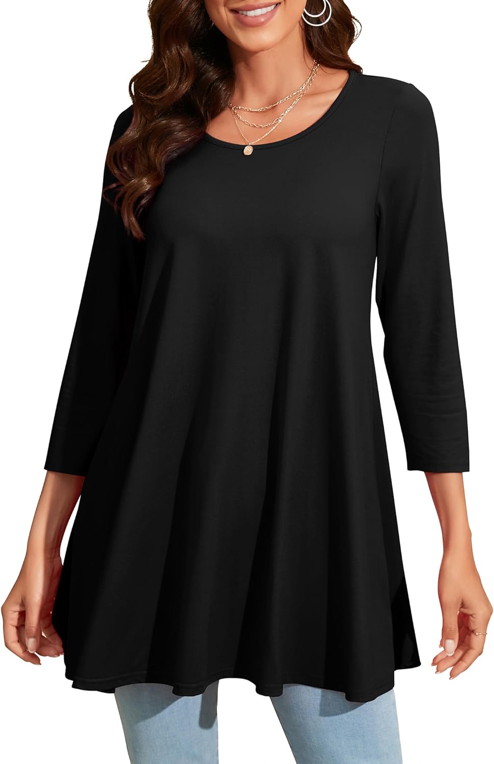 Enmain Womens Casual Tunic Tops Long Sleeve Ladies Longline Tunic Blouse Shirts...