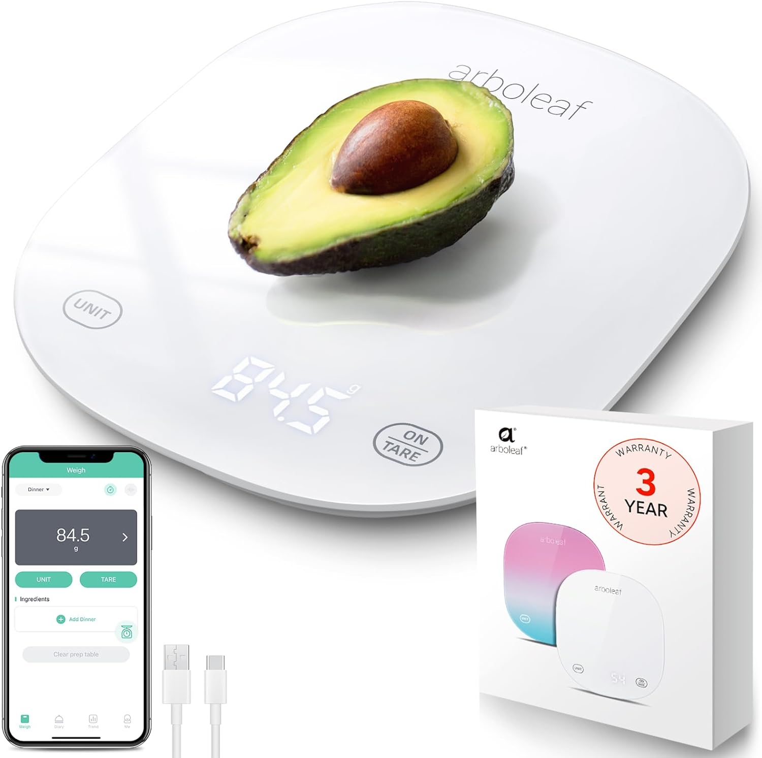Arboleaf Food Scale, Special Digital Kitchen Scale for Food Ounces and Grams, In...
