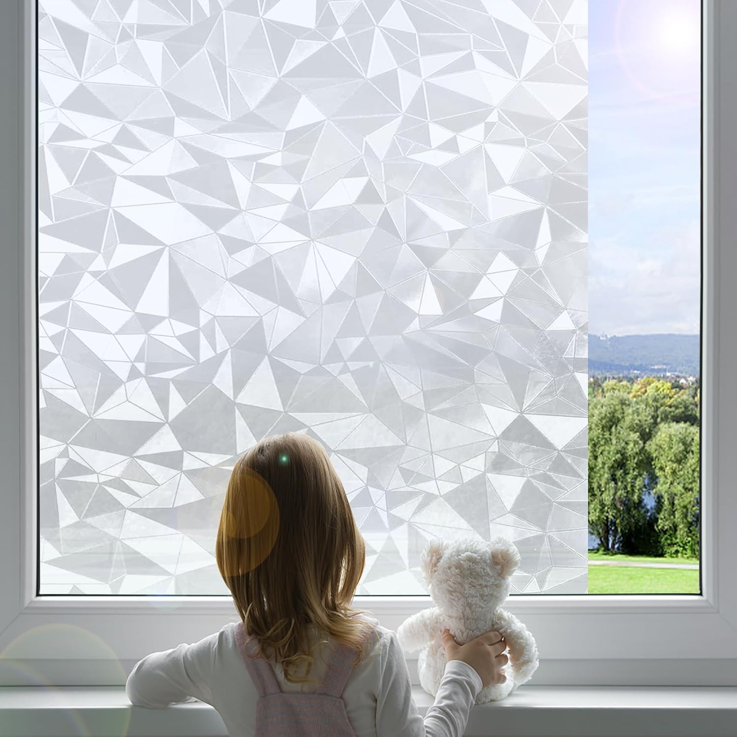 Linarun Window Film Privacy 90x300 Patterned Frosted Window Film Diamond Opaque...