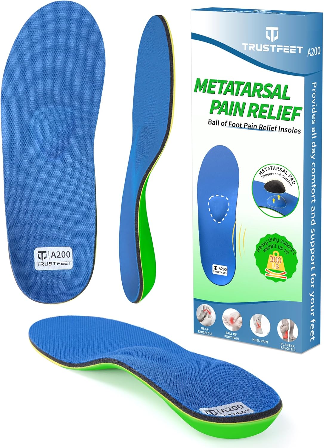 Trustfeet Heavy Duty Support, Special Pain Relief Insoles for Metatarsalgia, Inn...
