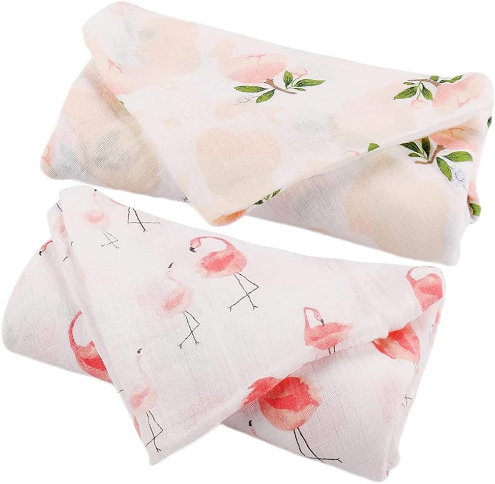SGAVAHSG Large Muslin Cloths for Baby Girl 2-Pack 120X120cm Muslin Swaddle Wrapp...