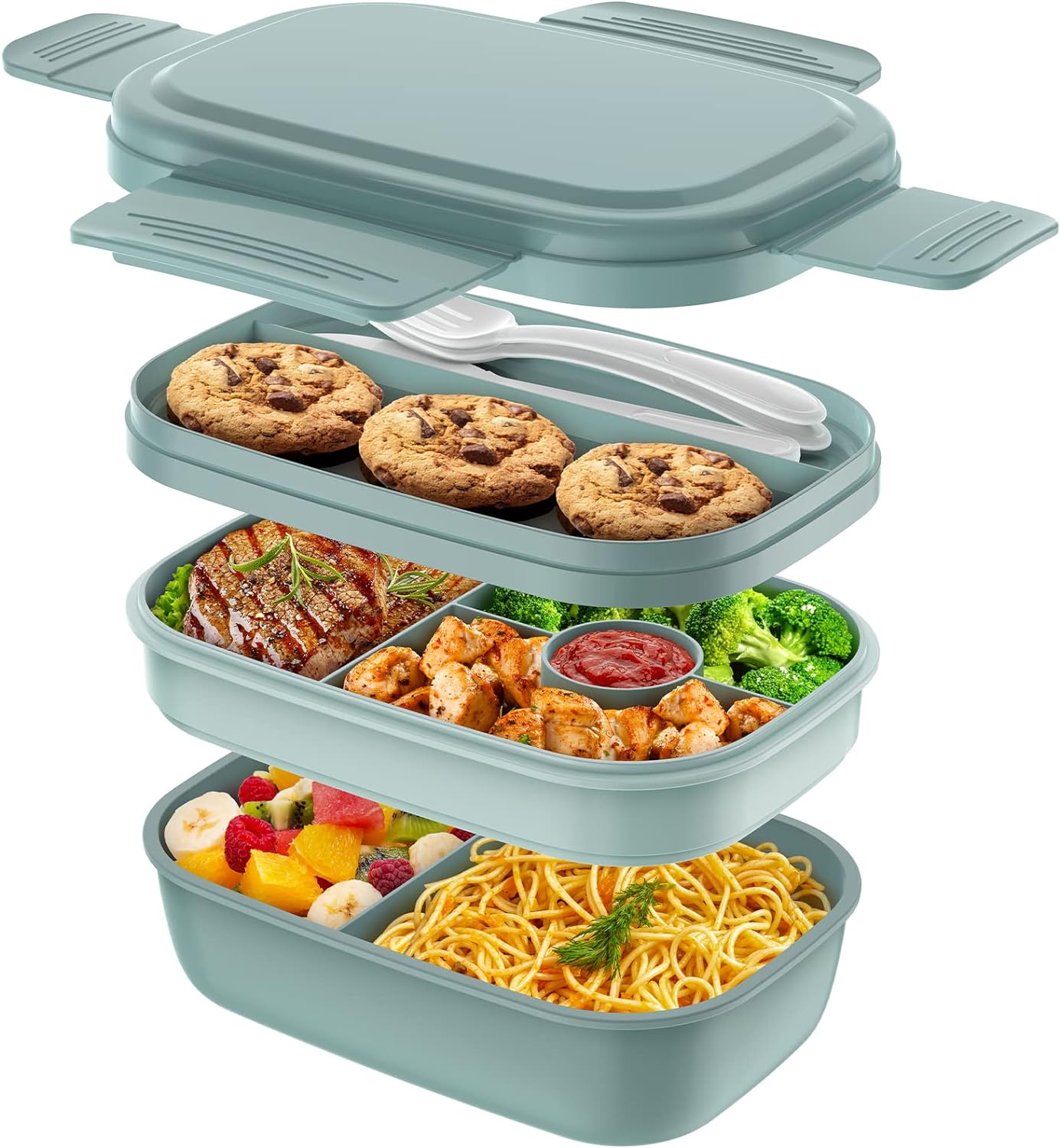 Adult Lunch Box,3 Stackable Bento Lunch Containers for Adults, Modern Minimalist...
