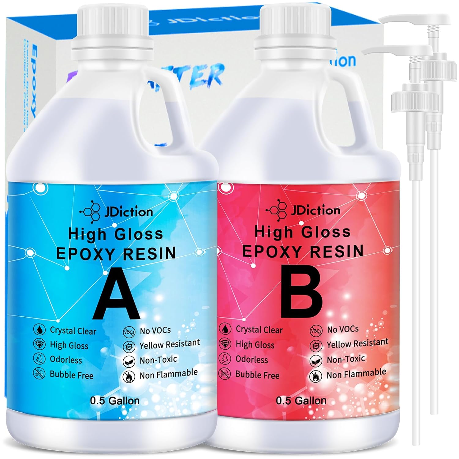 JDiction Epoxy Resin Clear High Gloss Epoxy Resin, Maximum 1.5 Inch Deep Pour 1...