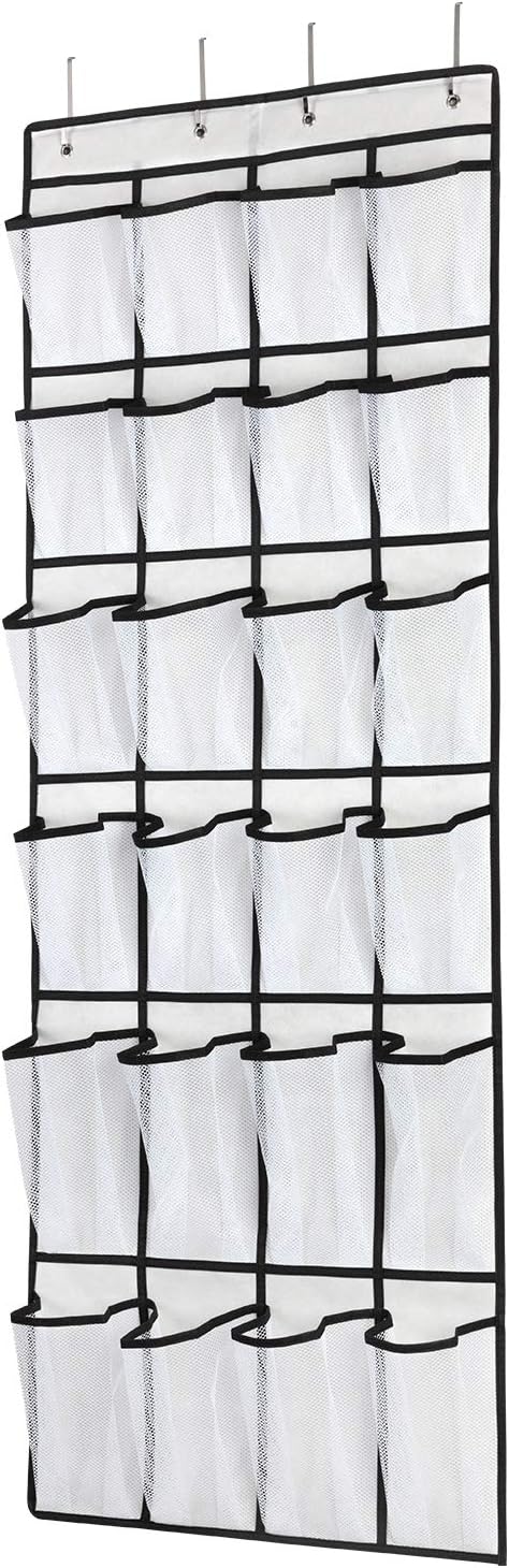 Over The Door Shoe Organizer, Hanging Shoe Organizer with 24 Mesh Large Pockets...