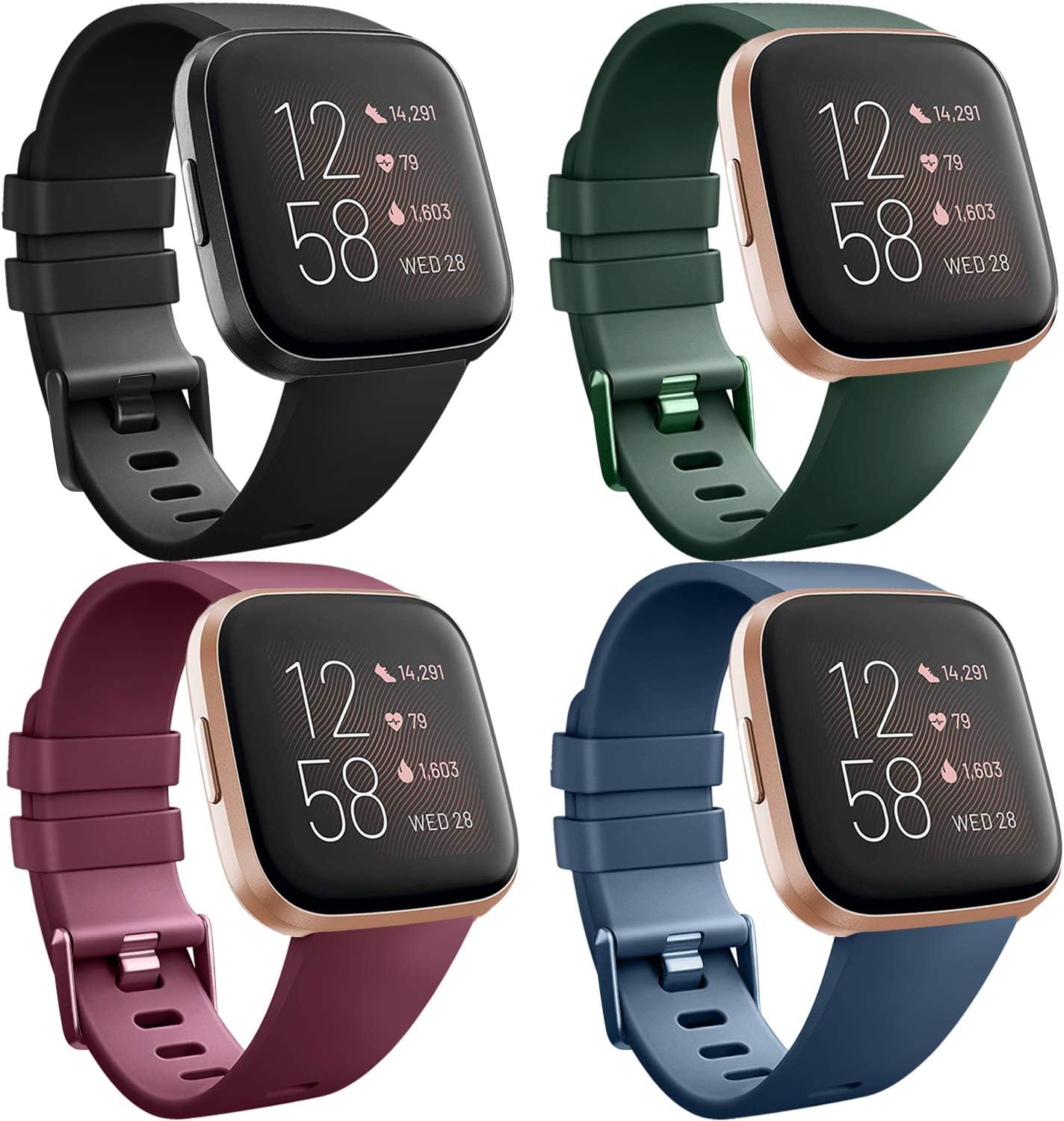 Yandu [4 Pack] Straps compatible with Fitbit Versa 2, Fitbit Versa, Versa Lite/S...