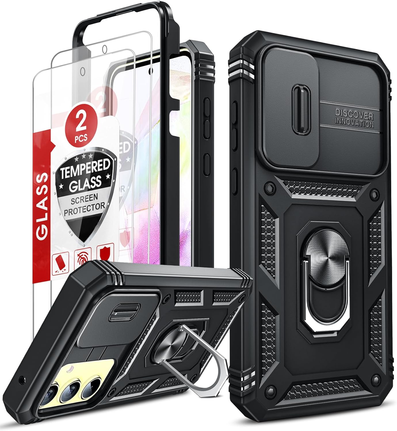 LeYi for Samsung Galaxy A35 5G Case with Camera Cover Slider, Full Body Armour S...