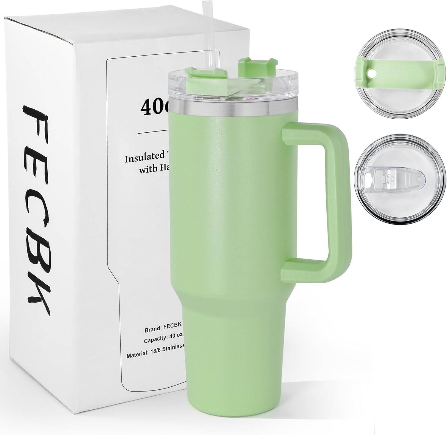 FECBK 40oz Tumbler with Straw and Lid 1.2L, 100% Leak-Proof Travel Mug with Hand...