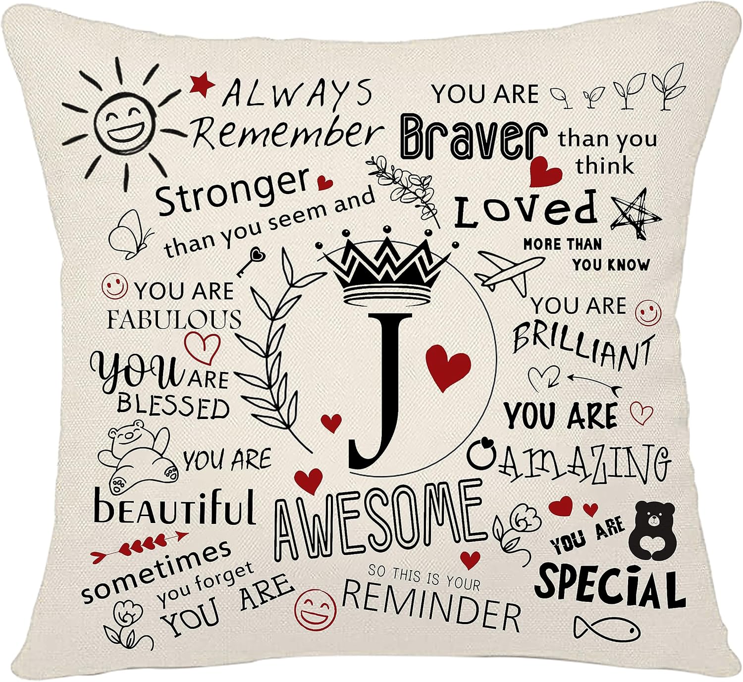 Bacmaxom Inspirational Quote Always Remember Cushion Cover 18x18 Inch with A-Z I...