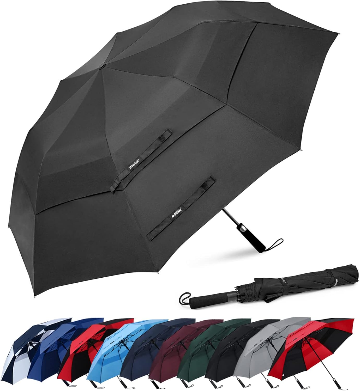 G4Free 62 Inch Portable Golf Umbrella Large Oversize Double Canopy Vented Windpr...