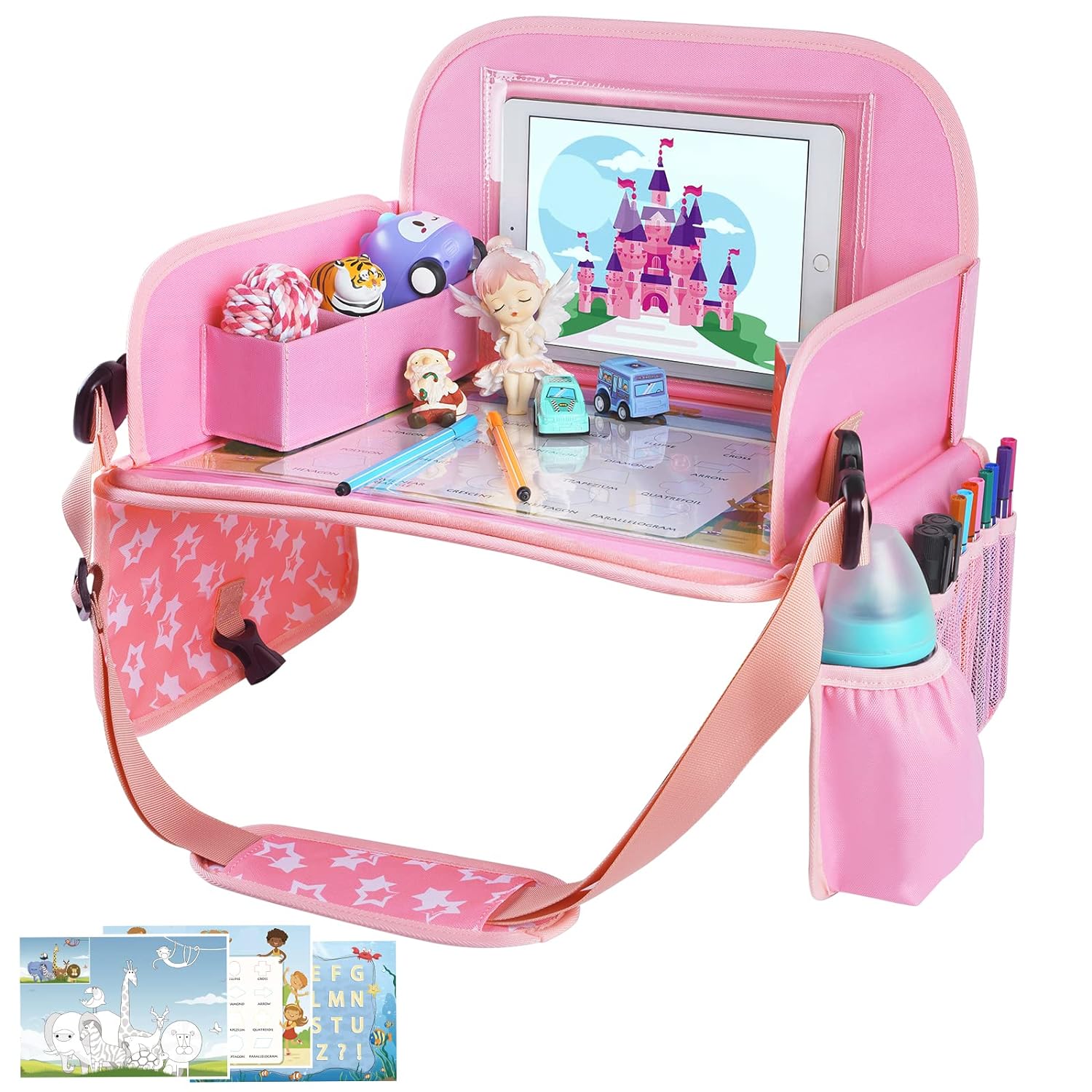 Kids Travel Tray for Toddler Car Seat, Lap Tray for Girl Activities with Dry Era...
