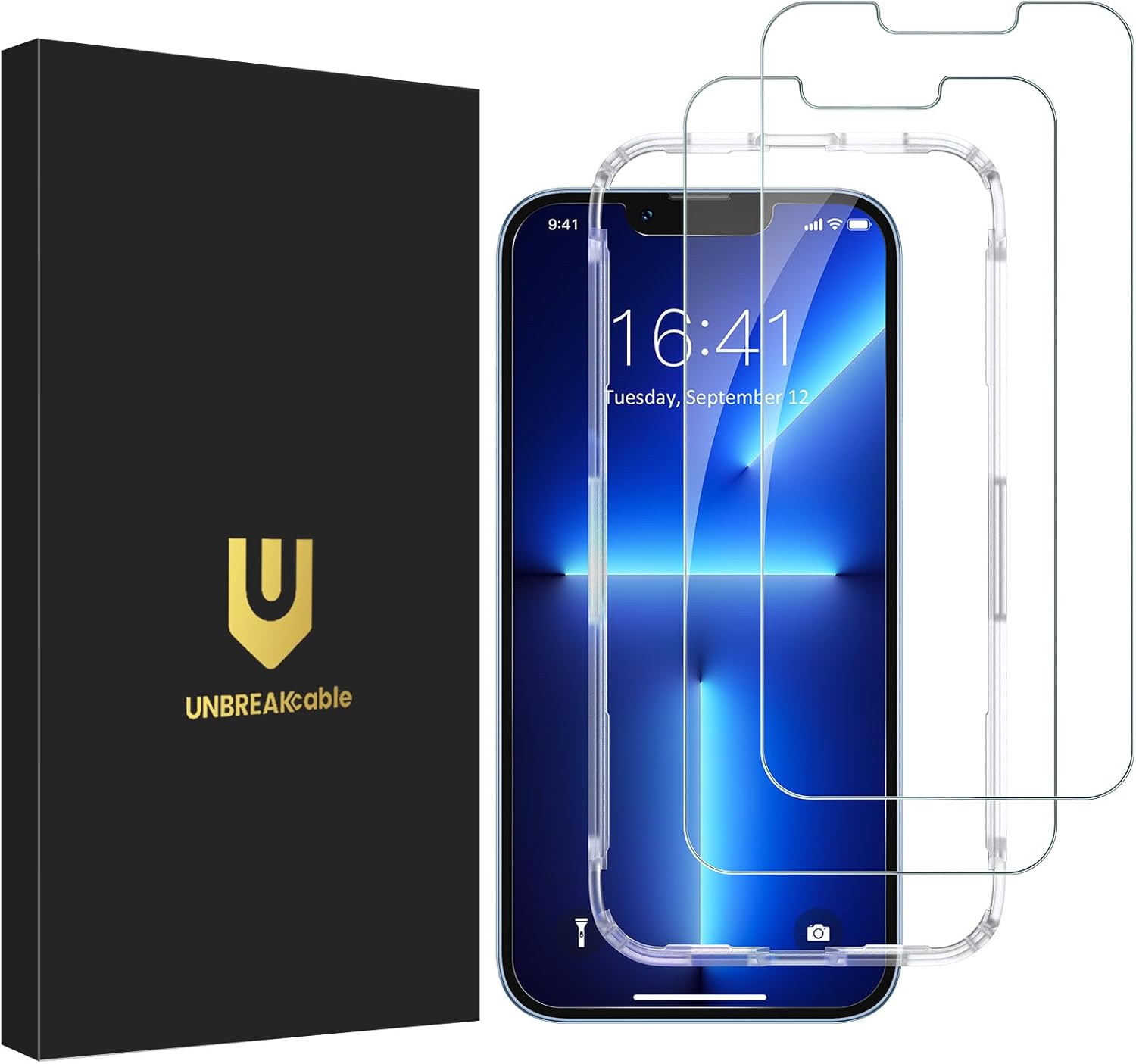 UNBREAKcable Screen Protector for iPhone 14/13/13 Pro [2-Pack] Double Shatterpro...