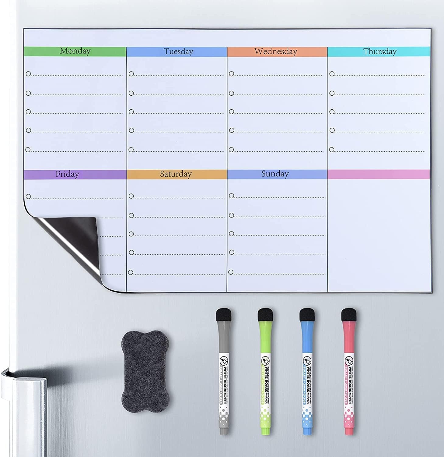 POPRUN Magnetic Weekly Planner Whiteboard Calendar...