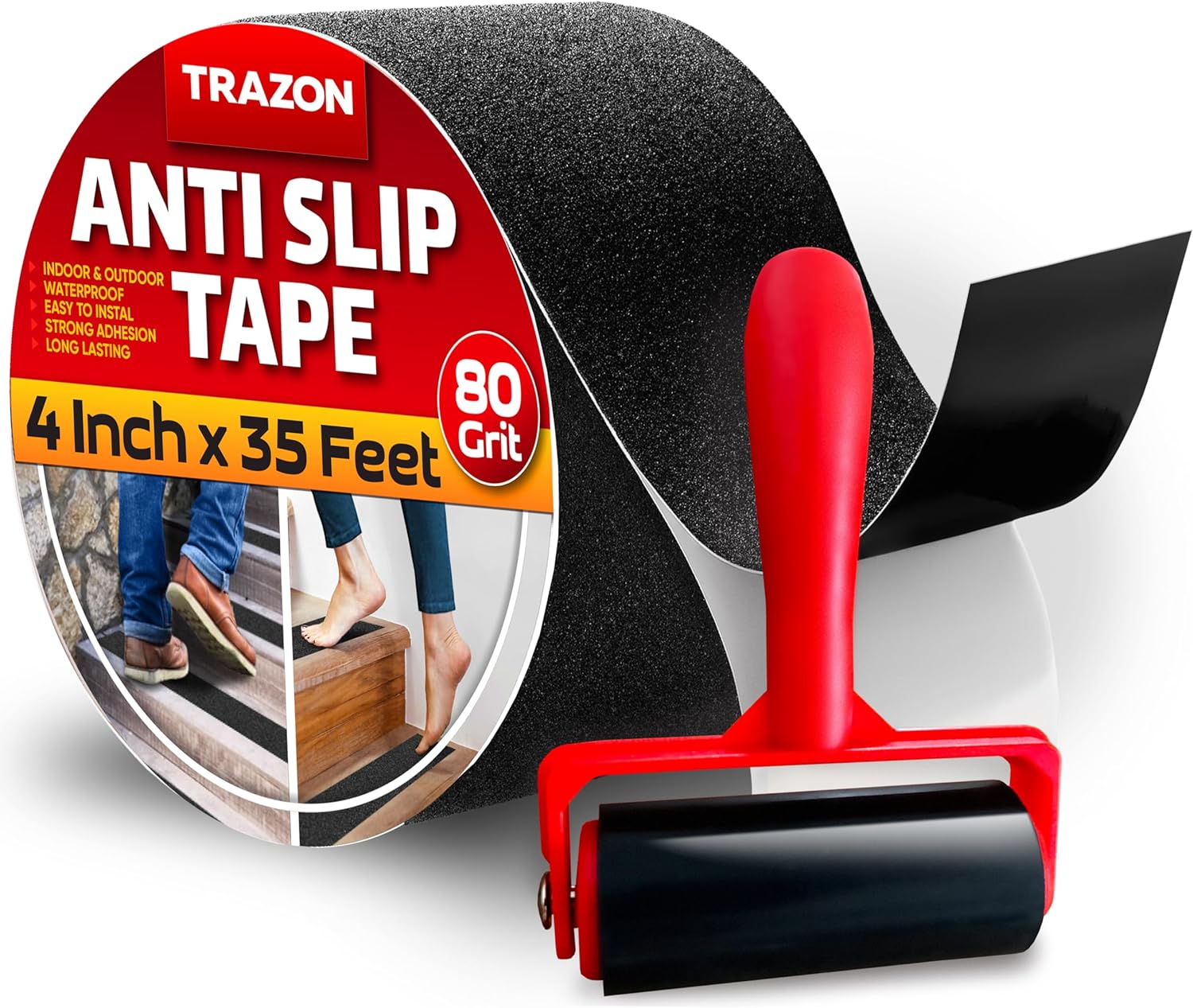 Grip Tape - Heavy Duty Anti Slip Tape for Stairs Outdoor/Indoor Waterproof 4Inch...