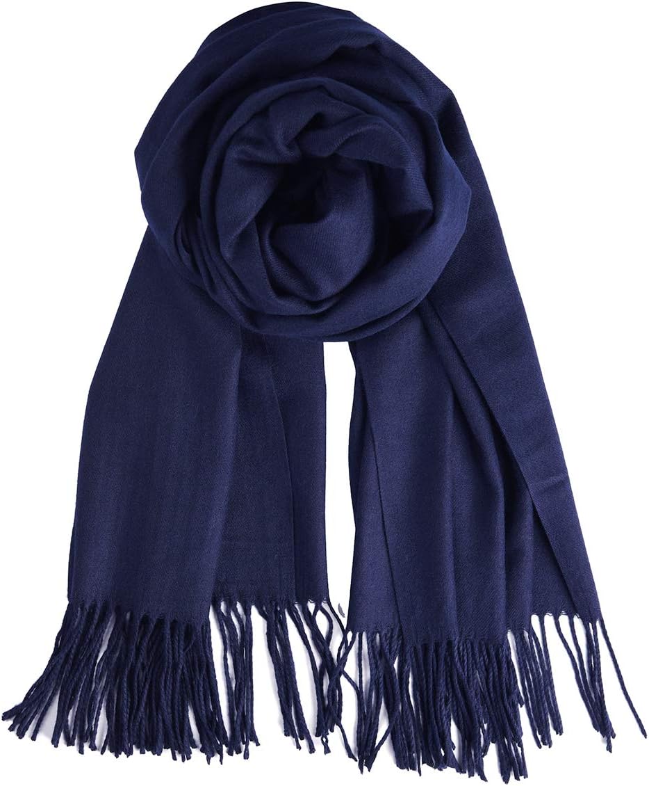 QBSM Womens Large Soft Wedding Evening Pashmina Shawls Wraps Scarfs Navy