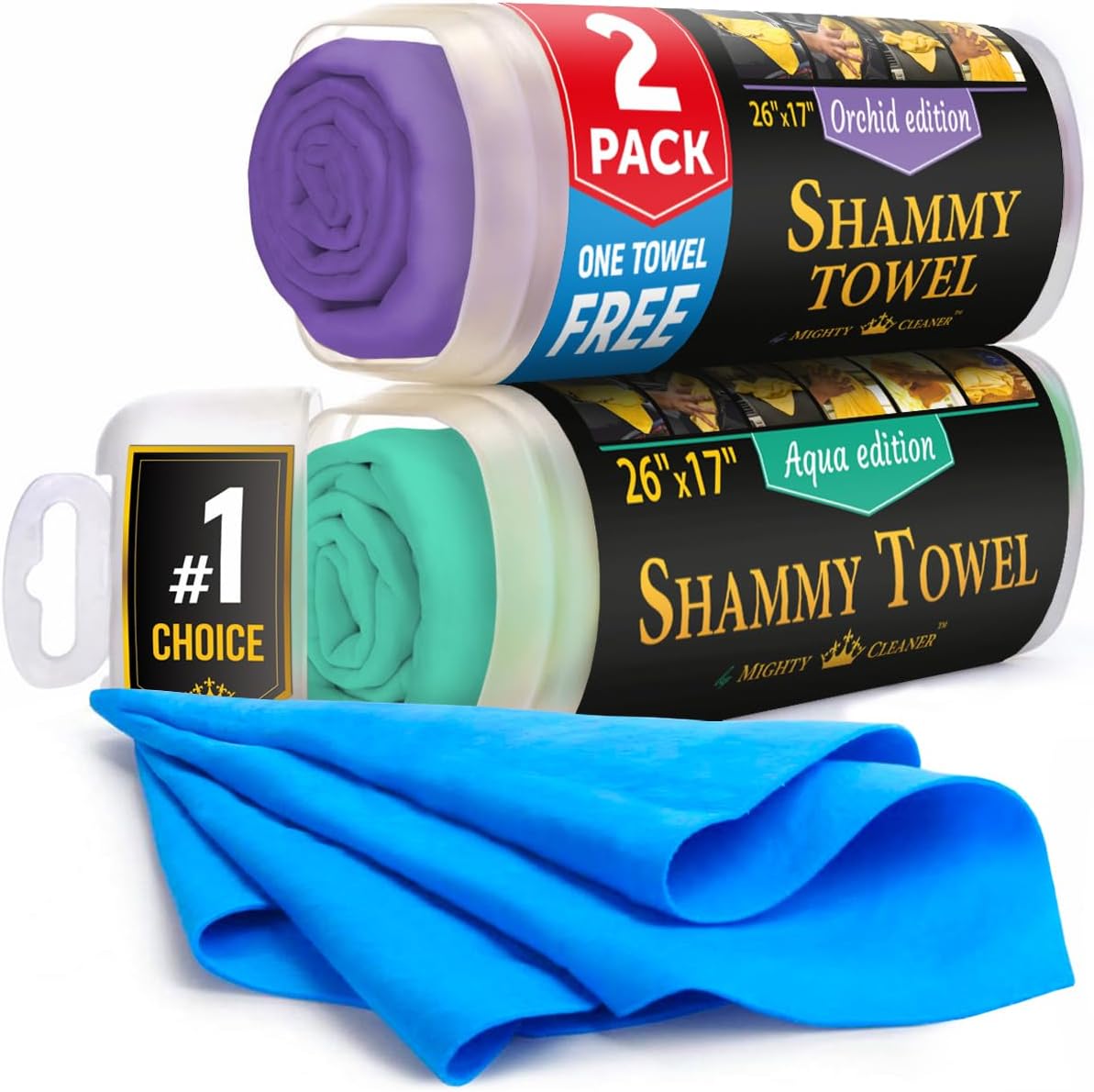 Premium 2pk +1 Free Shammy Cloth for Car Drying - (26"x17") - Super Absorbent Ch...