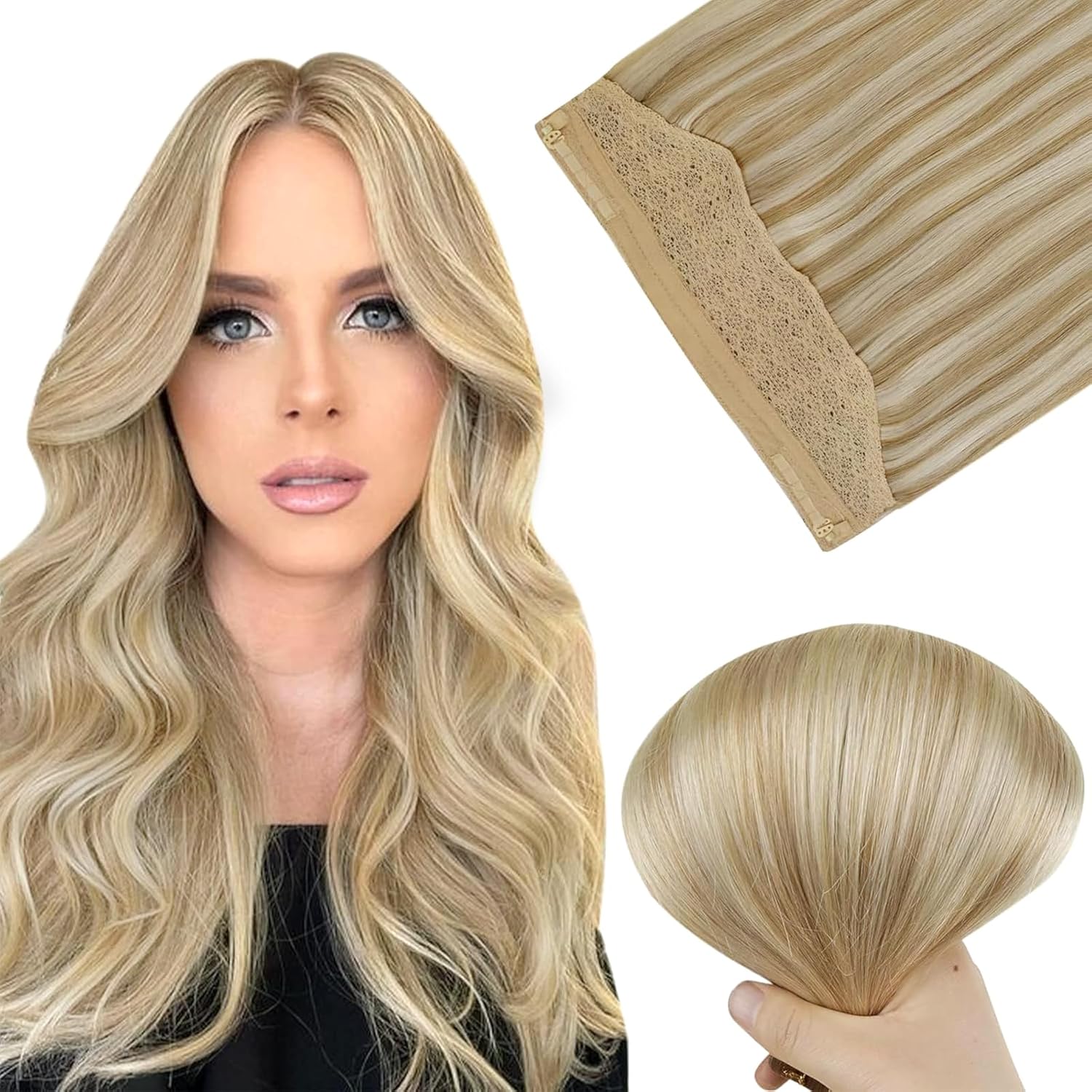 Easyouth Wire Hair Extensions Real Human Hair Blonde Highlight Wire Human Hair 1...
