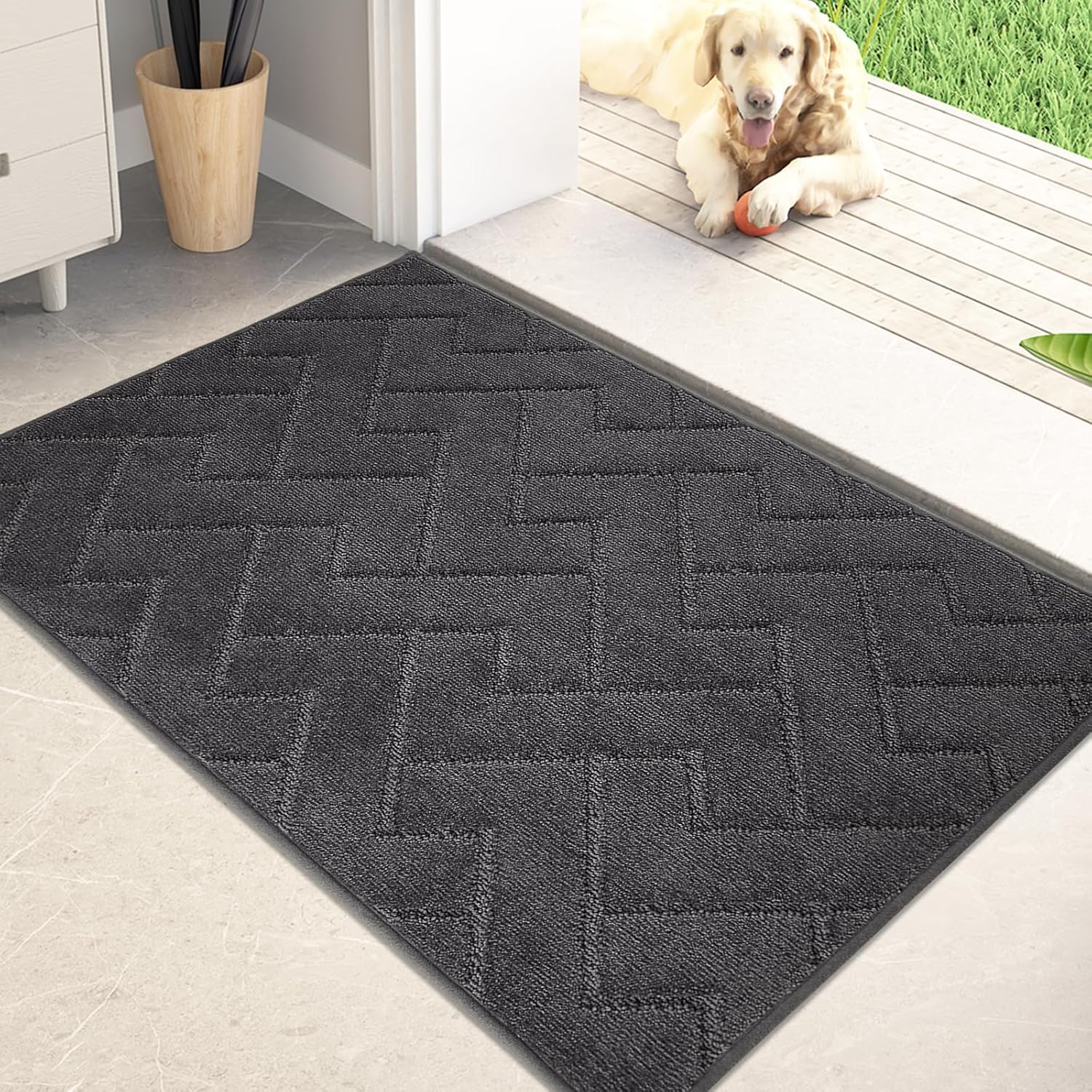 PURRUGS Dirt Trapper Door Mat 24" x 35.5", Non-Slip Machine Washable Entry Rug,...