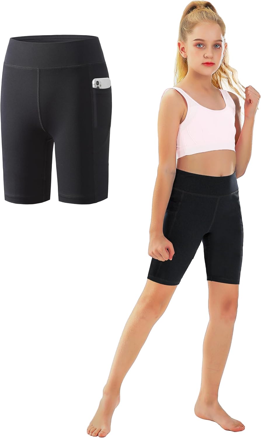 Youth Girls Volleyball Shorts, Special Athletic Spandex Shorts for Biker Cheer D...