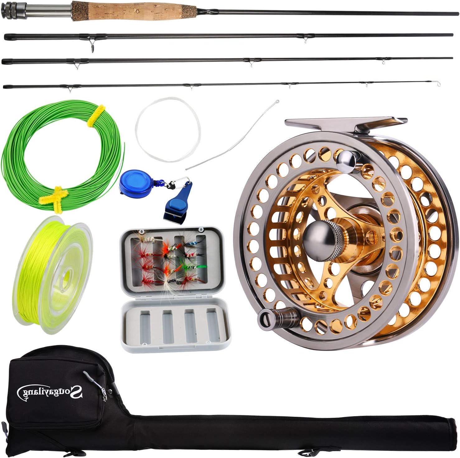 Sougayilang Fly Fishing Rod Reel Combos with Lightweight Portable Fly Rod and Fl...