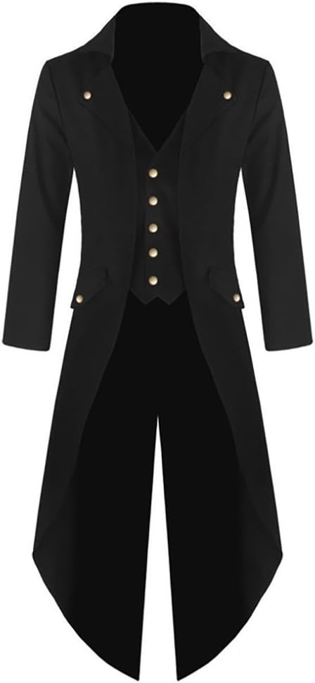 Ivay Mens Gothic Tailcoat Jacket, Special Vintage Black Steampunk VTG Victorian...